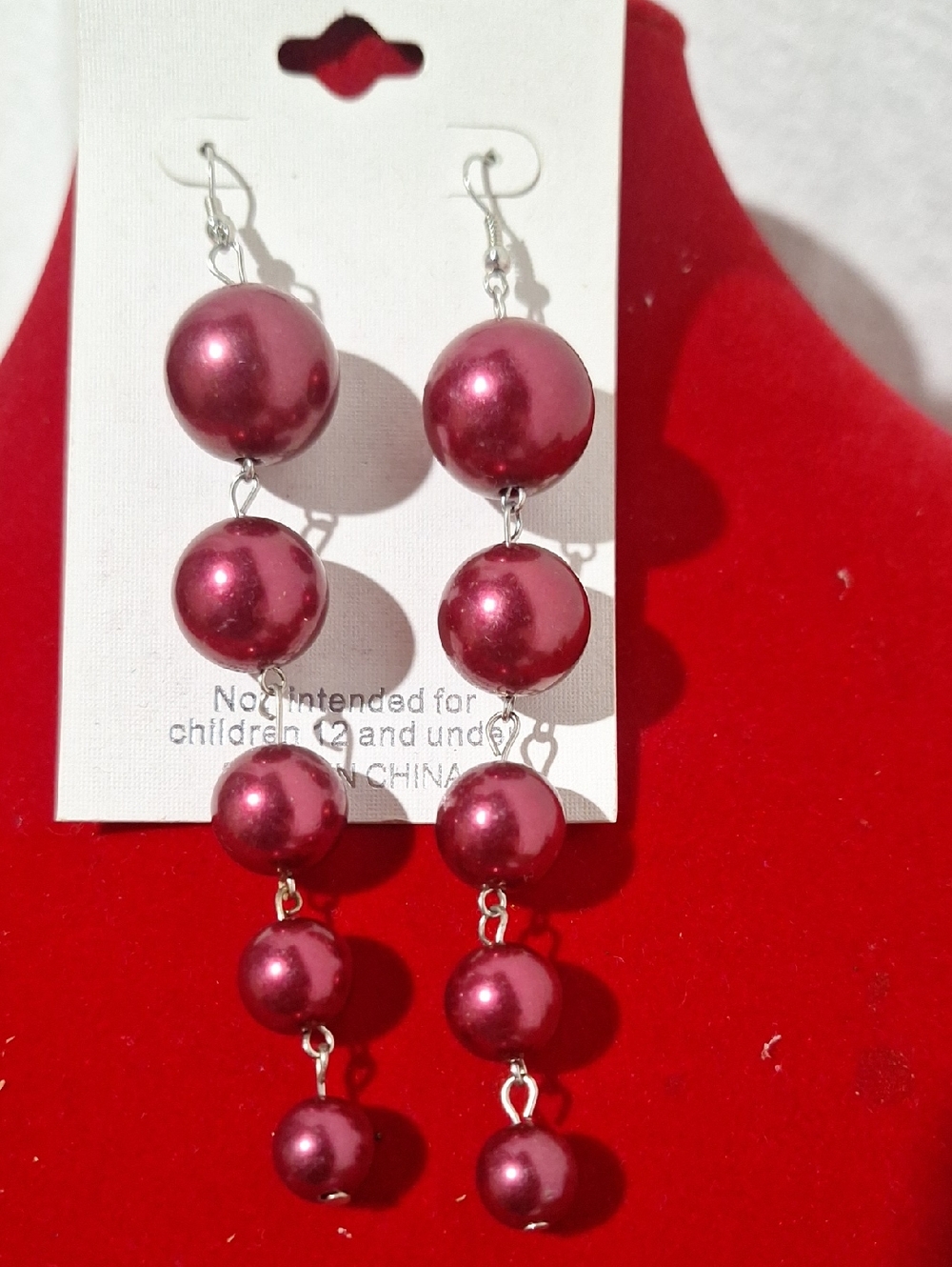 Long Dangle Pearl Drop Earrings - Pink